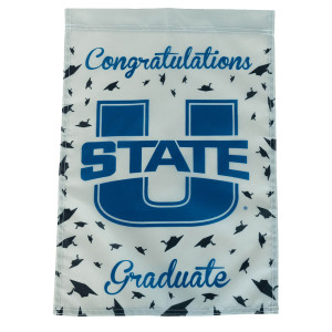 Congratulations U-State Graduate Garden Banner Gray and Navy